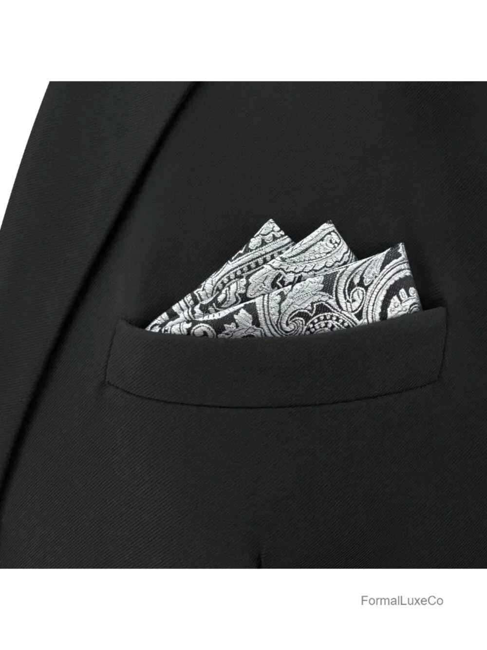 Men's Paisley Pocket Square Silk Blend Jacquard Woven Accessory